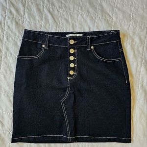 Black denim mini skirt